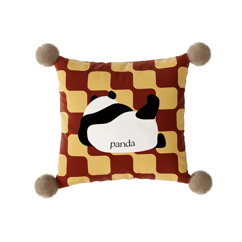 Panda Checkerboard Pillow Covers