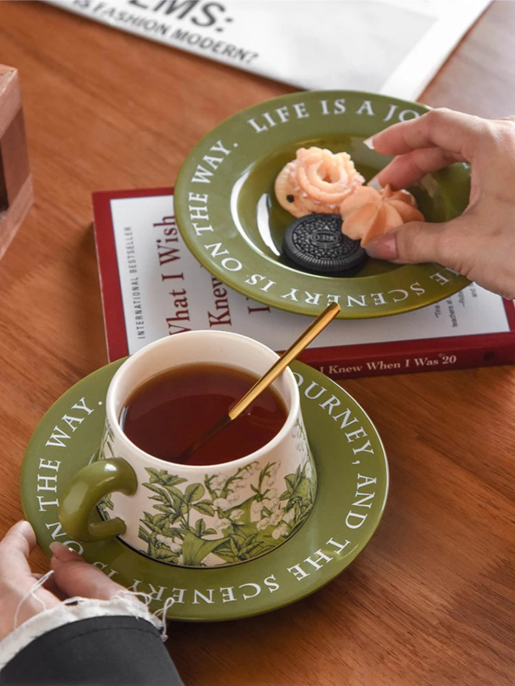 Green Message Mug and Saucer Set