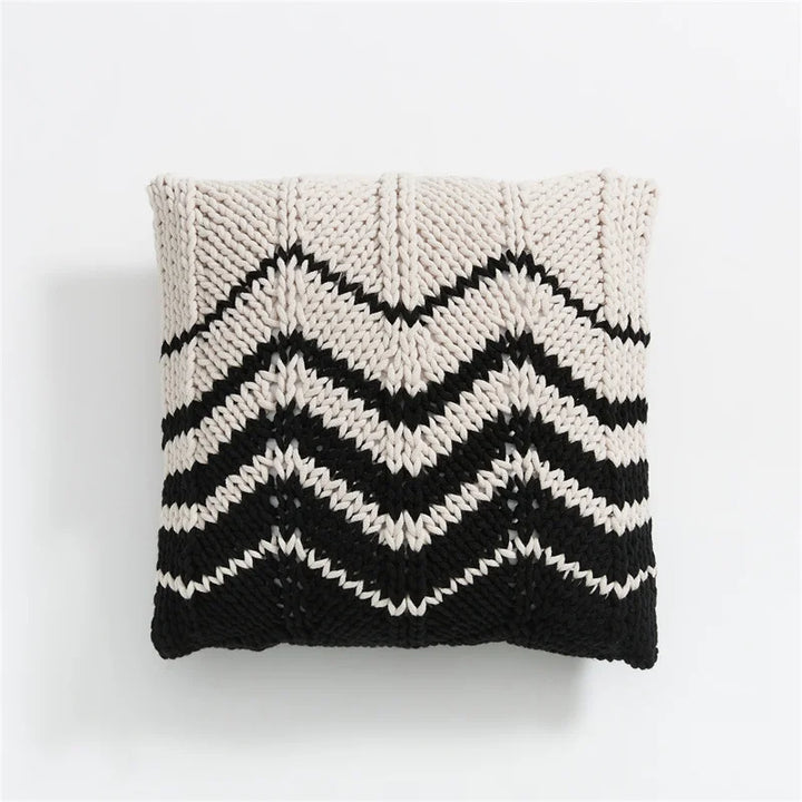 Black & Ivory Knit Geometric Pillows