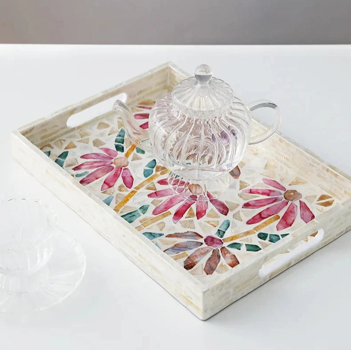 White Seashell Lacquer Tray