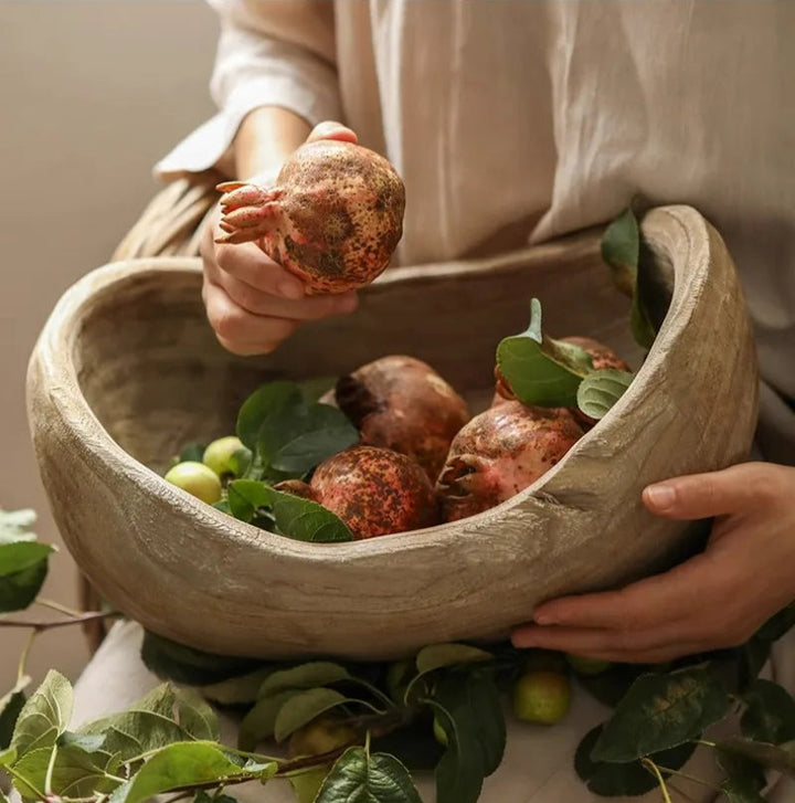 Wooden Ship-Shaped Fruit Bowl