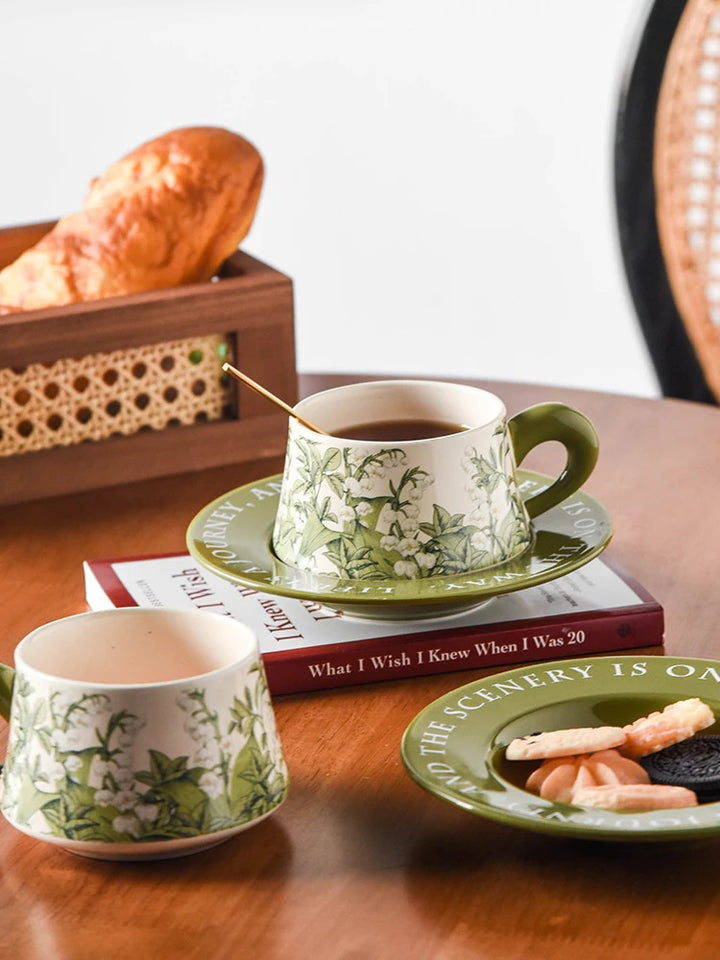 Green Message Mug and Saucer Set