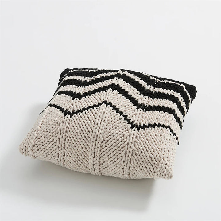 Black & Ivory Knit Geometric Pillows