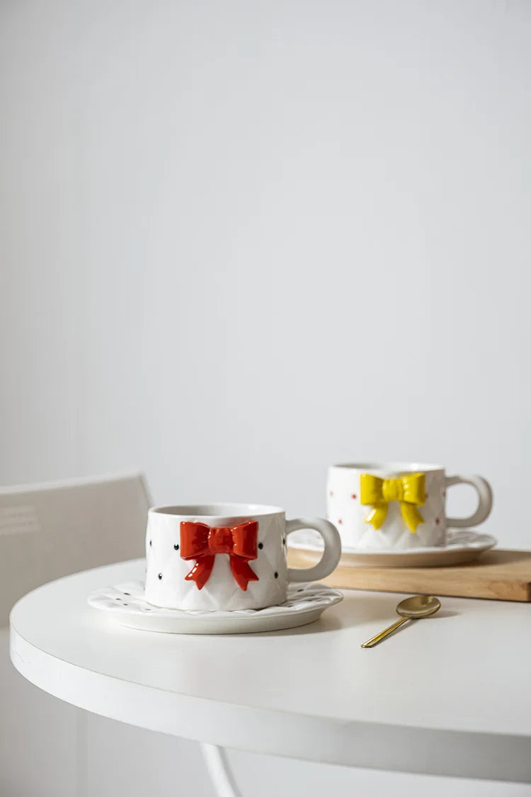 Polka Dot Bow Mugs