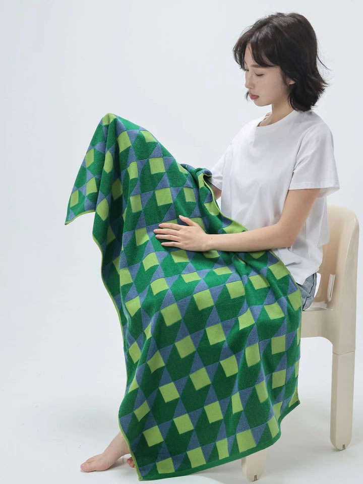 3D Cube Pattern Towels