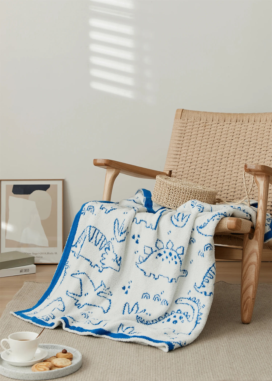 Dinosaur Cartoon Pattern Throw Blanket