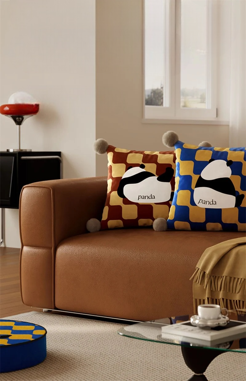 Panda Checkerboard Pillow Covers