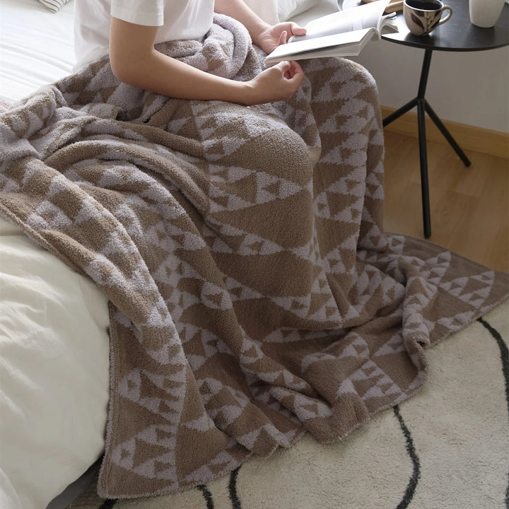 Brown & Lilac Triangle Blanket