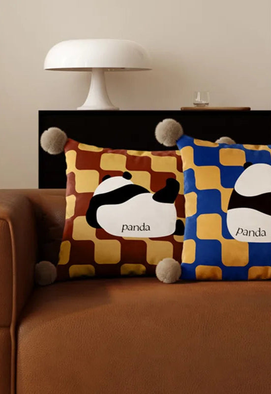 Panda Checkerboard Pillow Covers