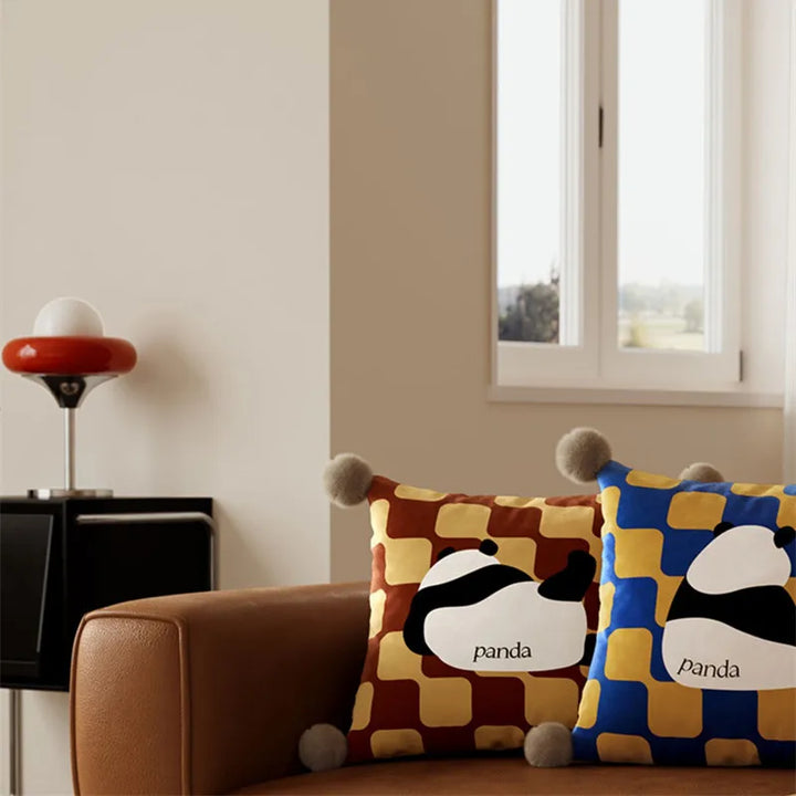 Panda Checkerboard Pillow Covers