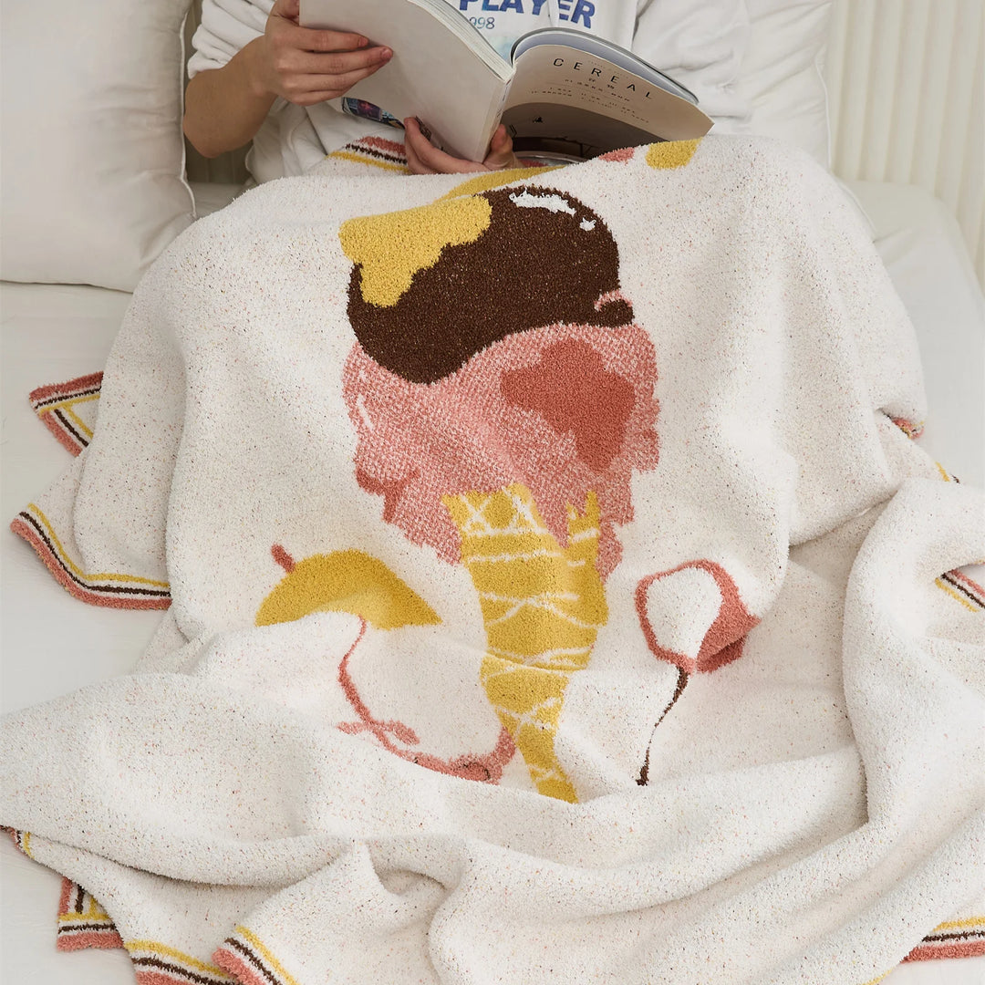 Kawaii Ice Cream Throw Blanket