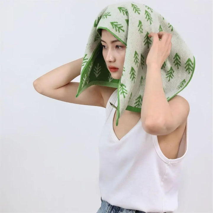 Green Pine Leaves Towels