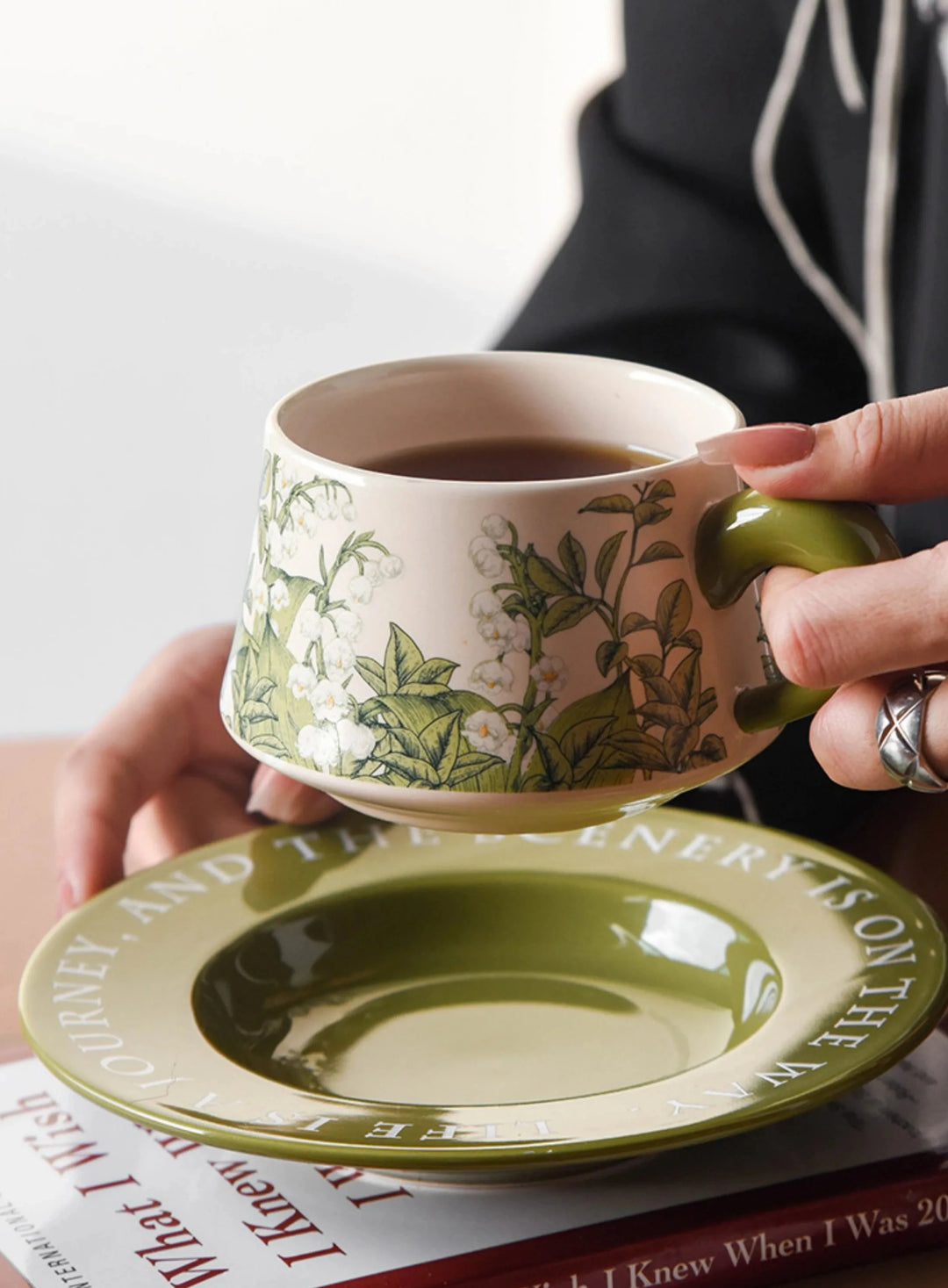 Green Message Mug and Saucer Set