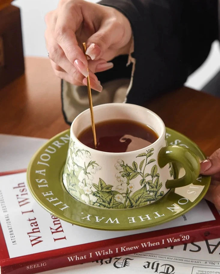 Green Message Mug and Saucer Set