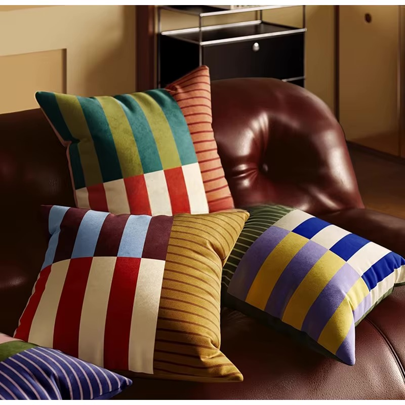 Retro Colorful Stripe Pillow Cases