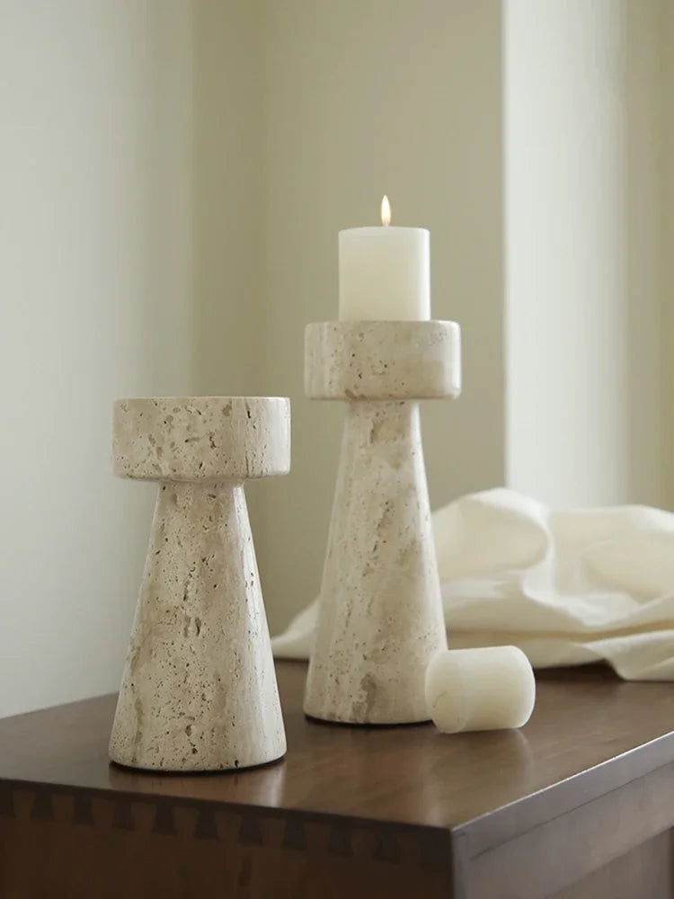 Travertine Stone Candle Holder