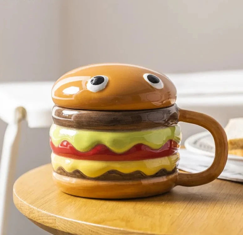 Hamburger Mug with Lid