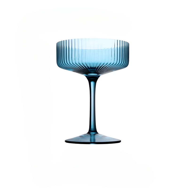 Ribbed Cocktail Goblet Glasses