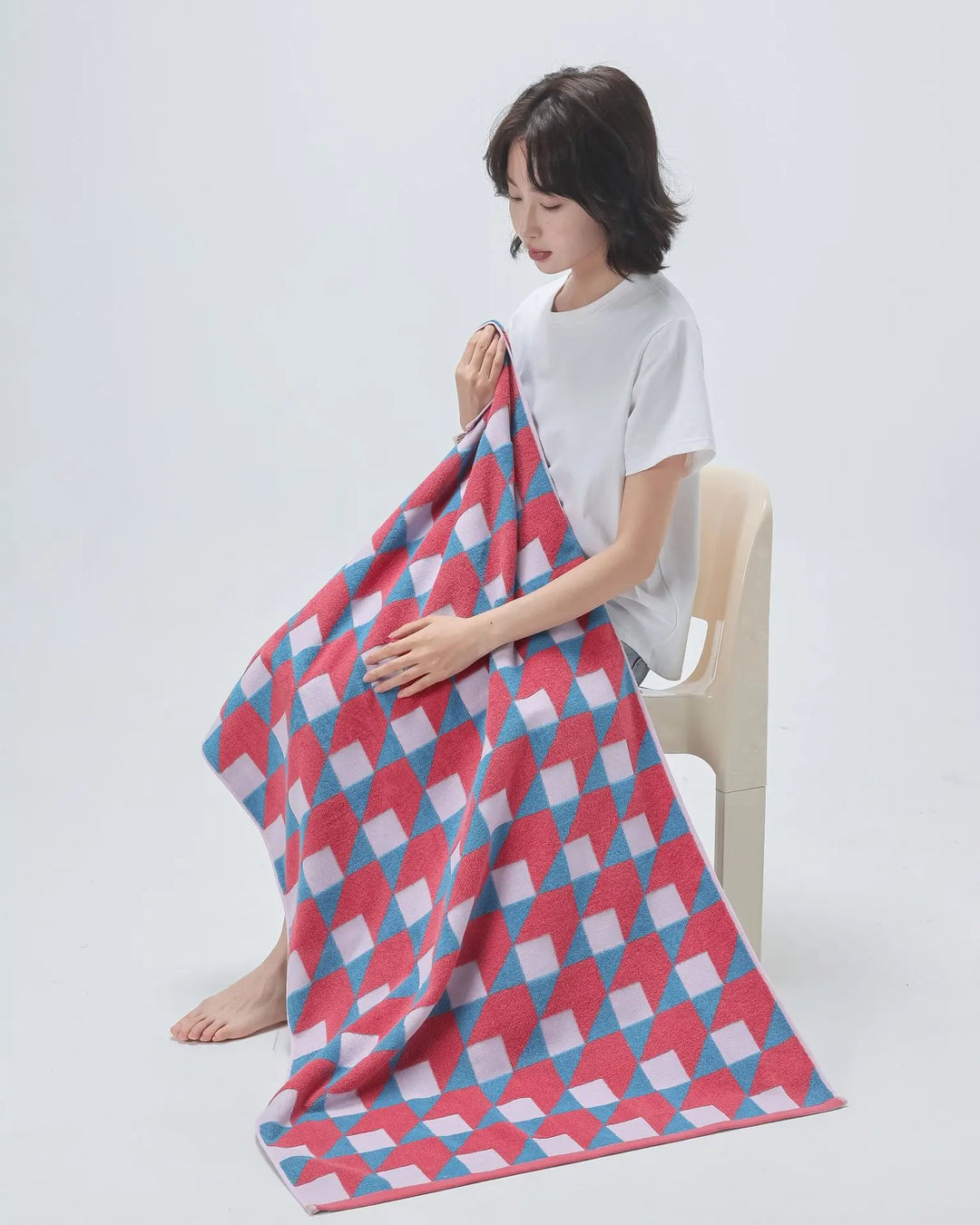 3D Cube Pattern Towels