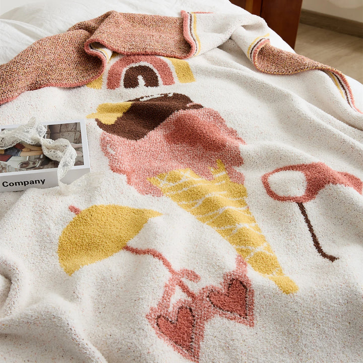 Kawaii Ice Cream Throw Blanket