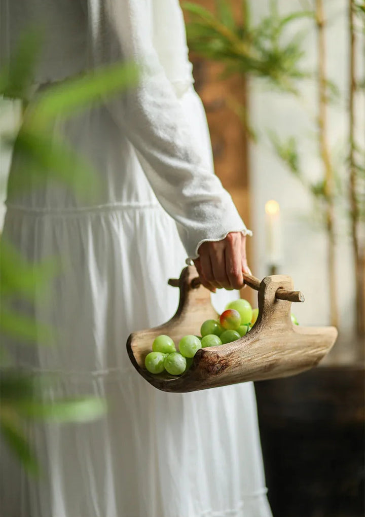 Wooden Basket-Style Tray