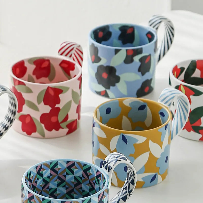 Unique Korean Flower Mugs