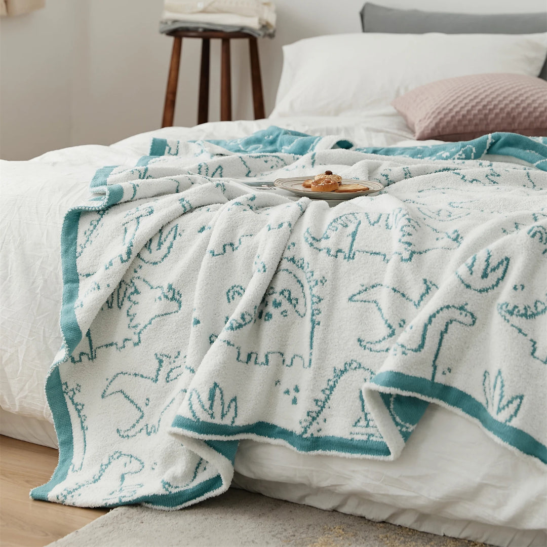 Dinosaur Cartoon Pattern Throw Blanket