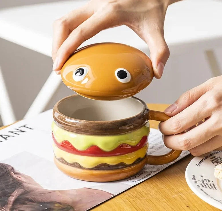 Hamburger Mug with Lid