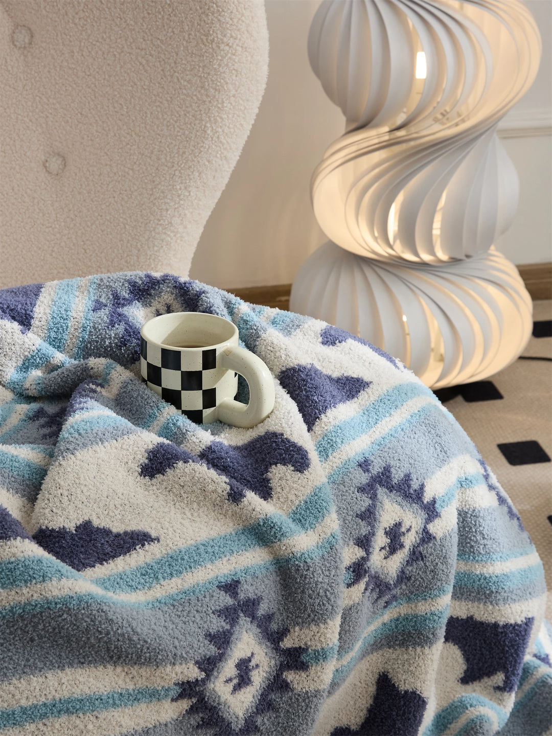 Ethnic Bear & Mountain Throw Blanket