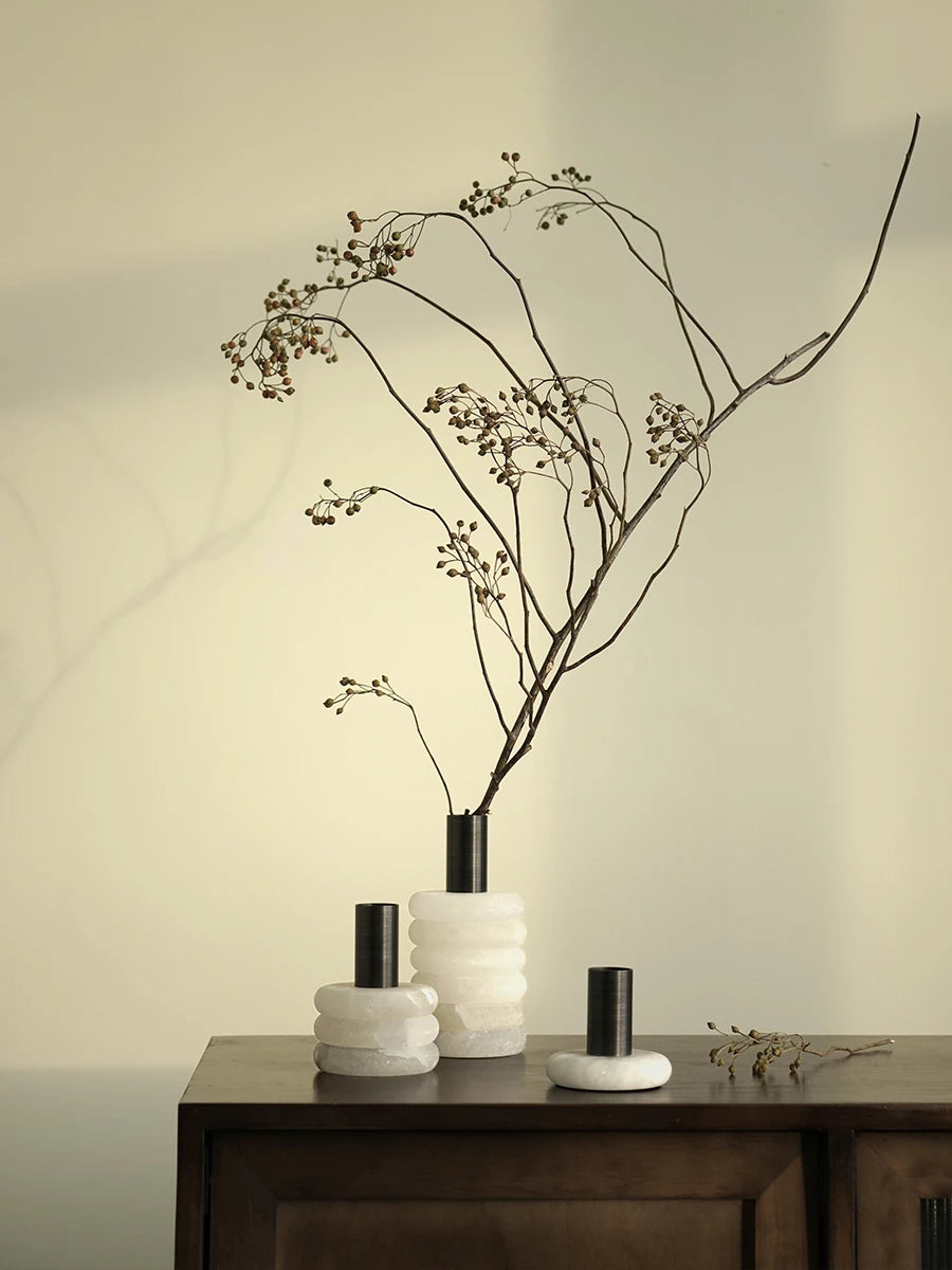 Minimalist White Onyx Marble Vases