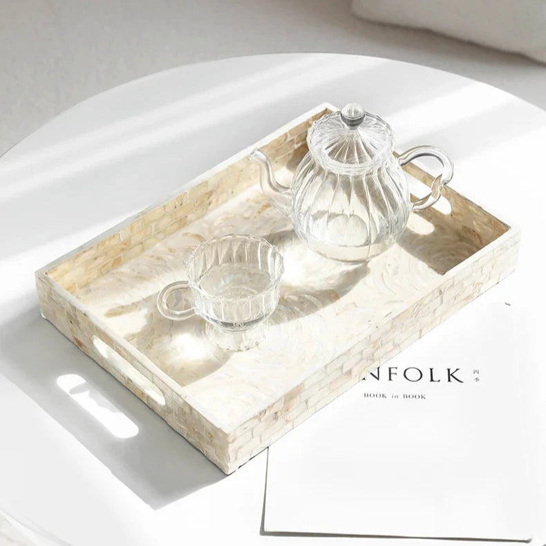 White Seashell Lacquer Tray