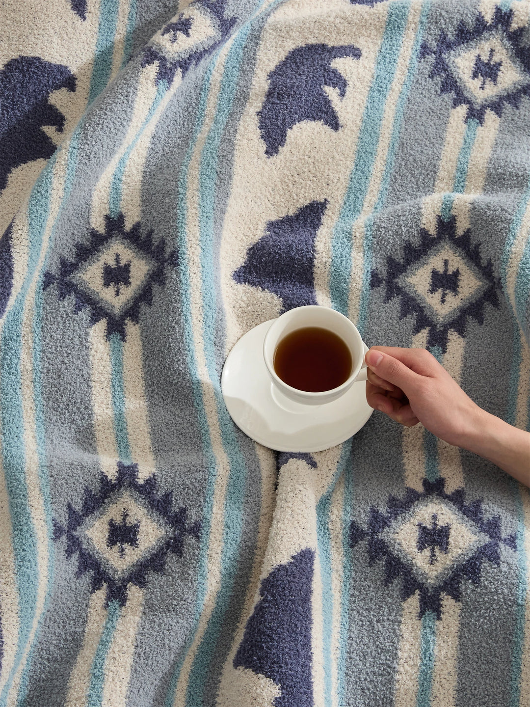 Ethnic Bear & Mountain Throw Blanket