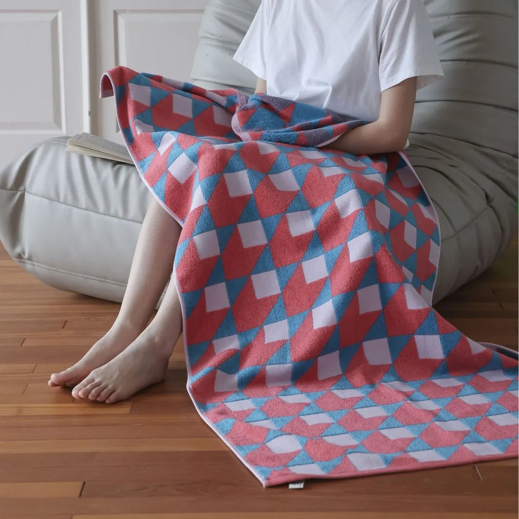3D Cube Pattern Towels