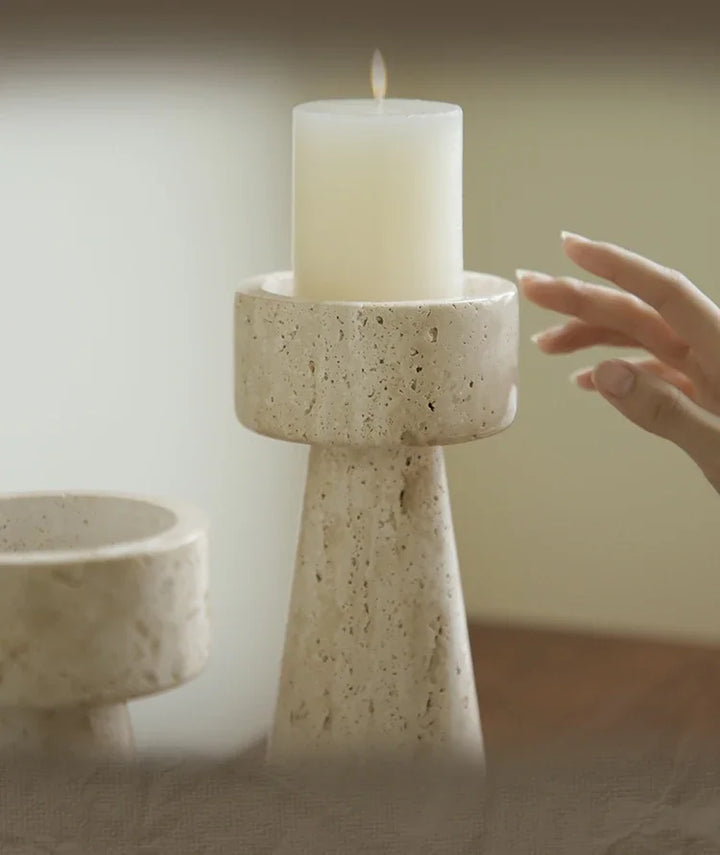 Travertine Stone Candle Holder