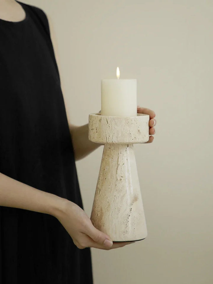 Travertine Stone Candle Holder