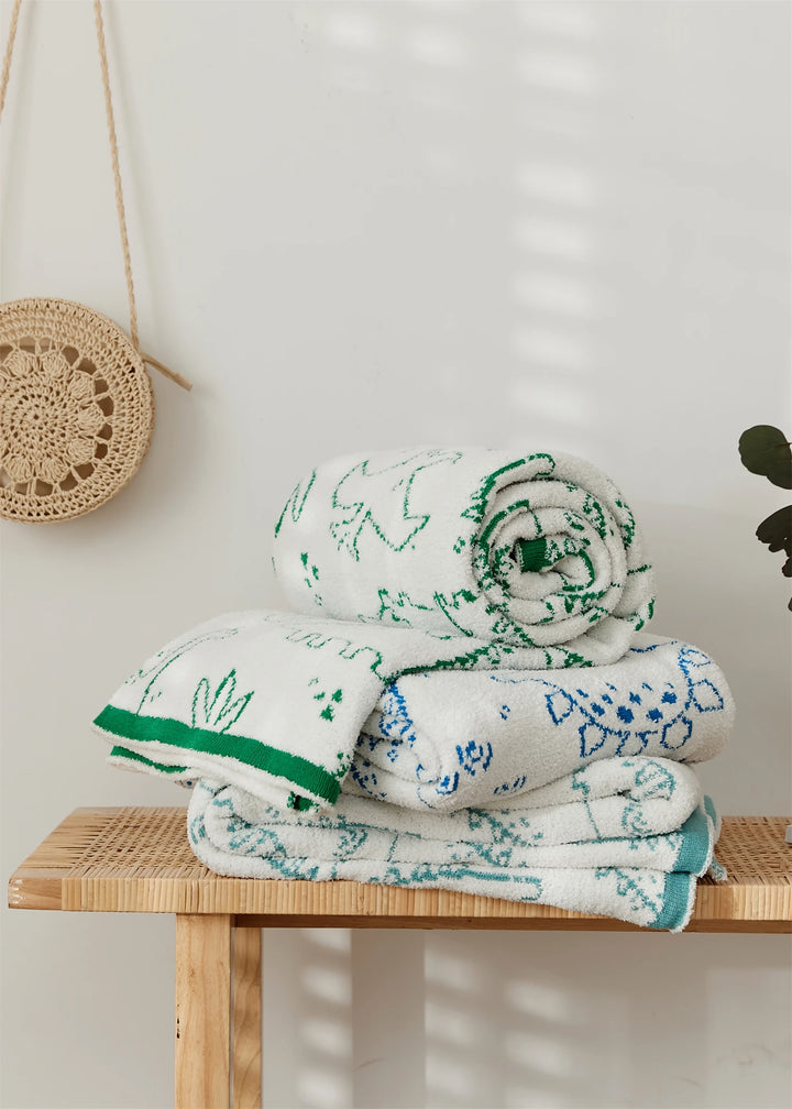 Dinosaur Cartoon Pattern Throw Blanket