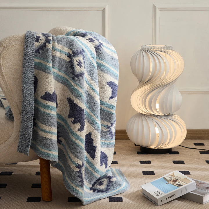 Ethnic Bear & Mountain Throw Blanket