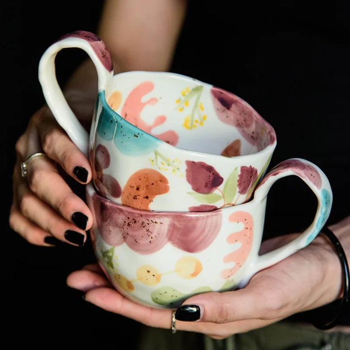 Hand Painted Flower Mug