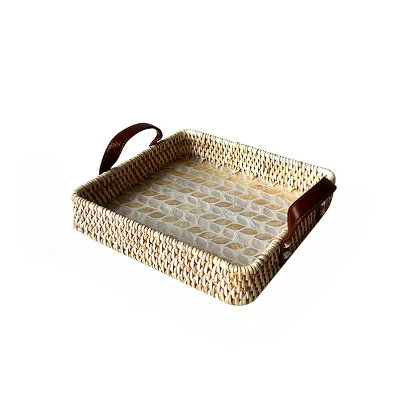 Retro Square Rattan Tray