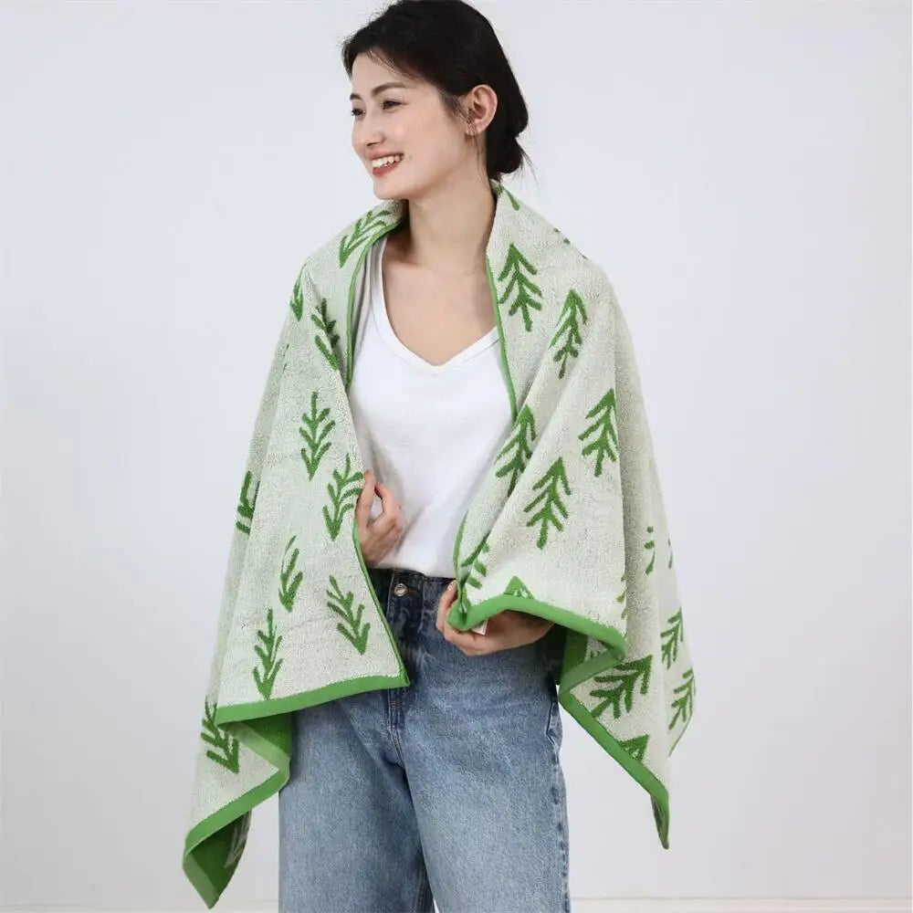 Green Pine Leaves Towels