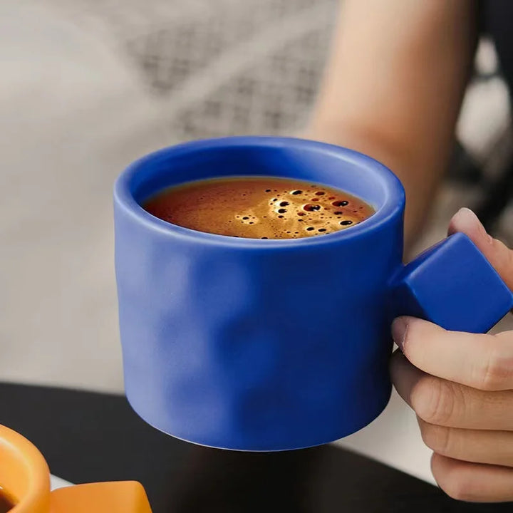 Textured Mug with Cube Handle