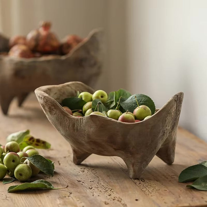 Wood Irregular Shape Bowl with Legs