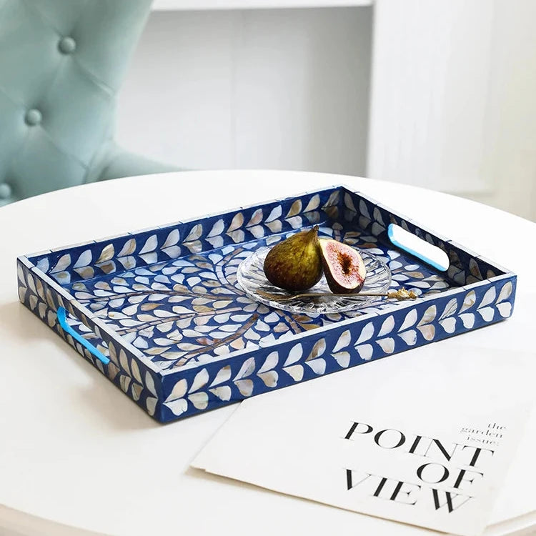 Blue Shell Lacquer Tray