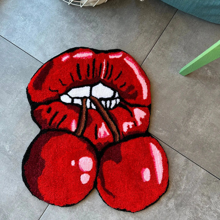 Big Mouth Cherry Rug | Red Cherry Rug | itsdecorszn