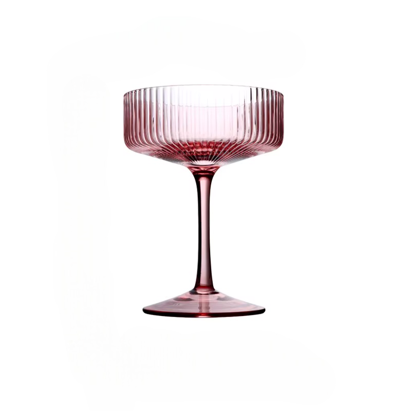 Ribbed Cocktail Goblet Glasses