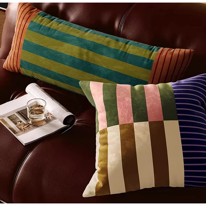 Retro Colorful Stripe Pillow Cases