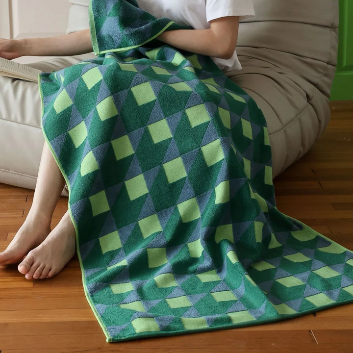 3D Cube Pattern Towels