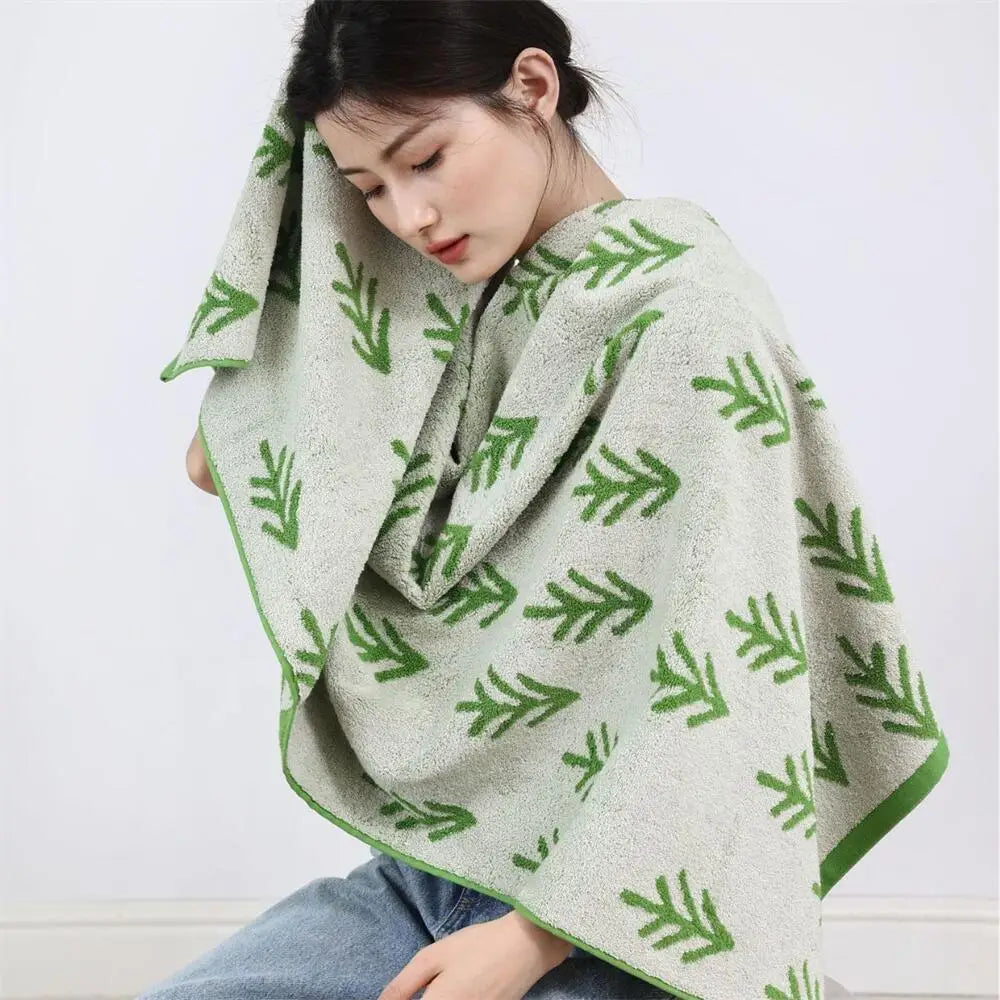 Green Pine Leaves Towels