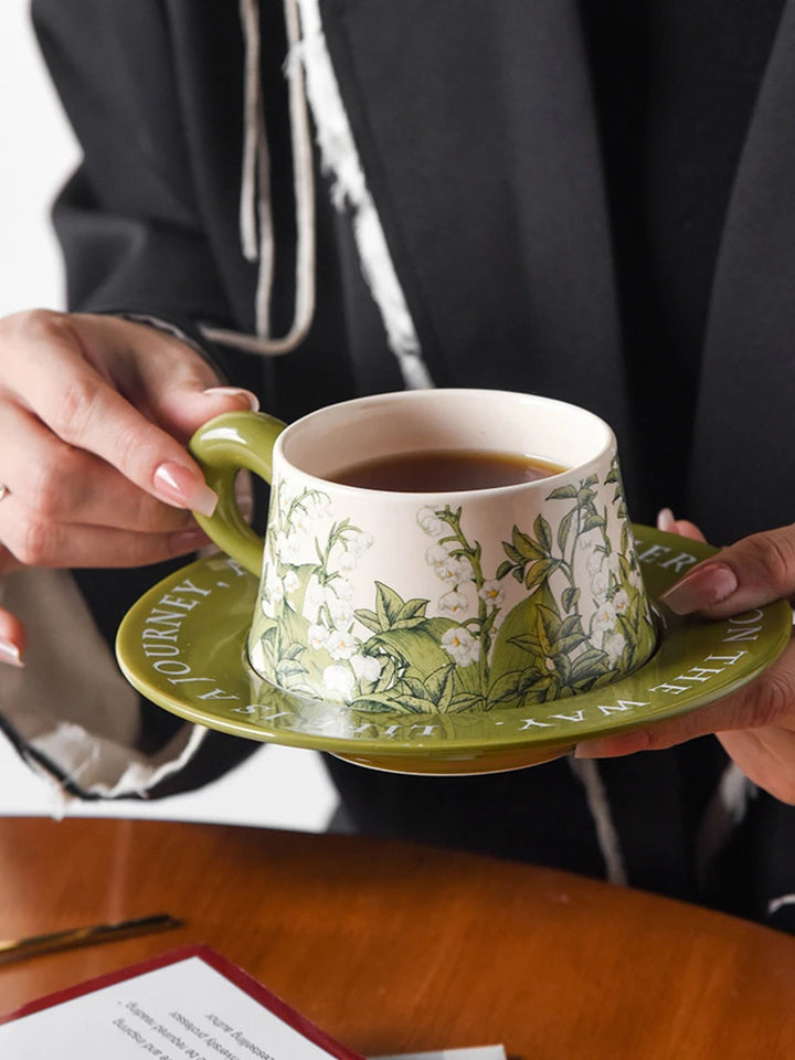 Green Message Mug and Saucer Set