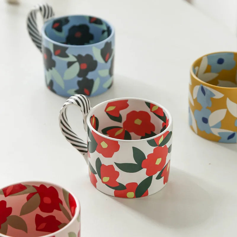 Unique Korean Flower Mugs